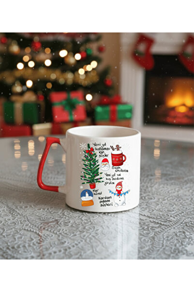 KUPORİA Yılbaşı Merry Chrıstmas Tasarımlı Lüks Kupa Bardak