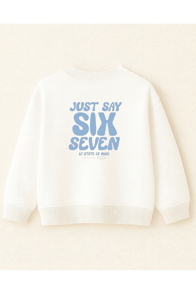 fasardi Six Seven Front Back Printed Oversized Unlined Long Sleeve 3 Thread Unisex Children's Sweatshirt