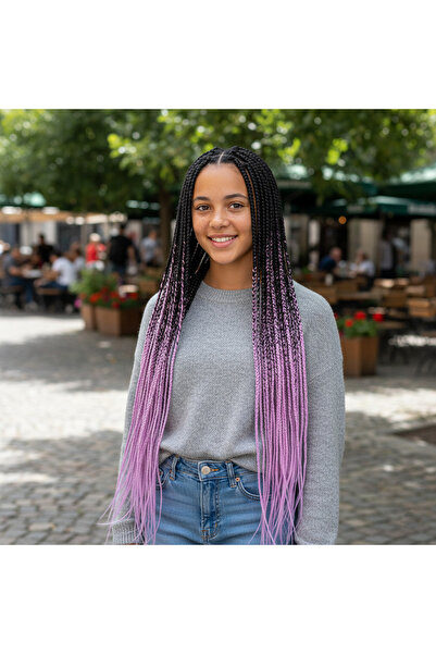 Marsilyan ieg™ Afrika Örgüsü Ve Rasta İçin Sentetik Ombreli Saç - Siyah / Lila