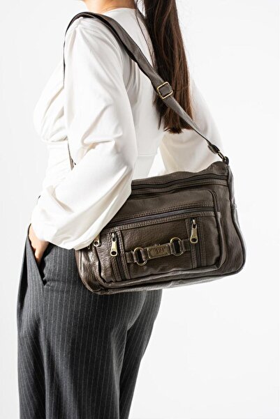 Baginn Γυναικεία τσάντα Messenger από συνθετικό δέρμα πλυσίματος με πολλές τσ...