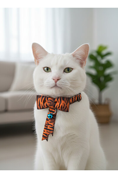 balkonda طوق قابل للتعديل للقطط مع نمط النمر وجرس صوتي