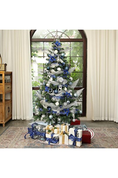 Mado Gallery Blue Christmas Ball Ornaments Peppermint Xmas Tree Home & HolidayFun Decor Pack of 4