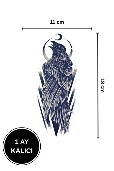 shop 1 Ay Kalıcı Büyük Boy Karga Figürlü Geçici Dövme Kol/Omuz Tattoo 11x18 cm