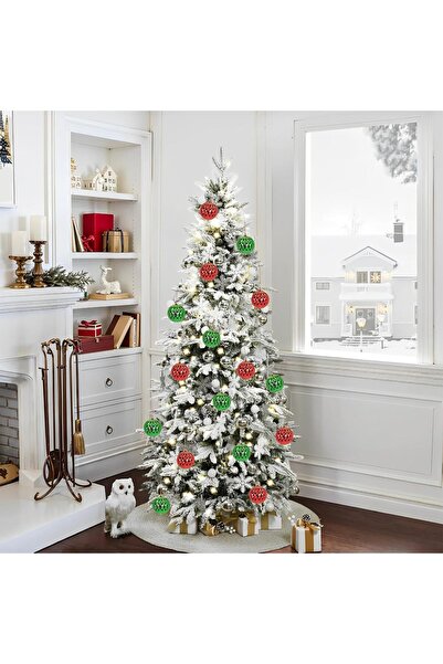 Mado Gallery Red Christmas Ball Ornaments Peppermint Xmas Tree Home & HolidayFun Decor Pack of 4