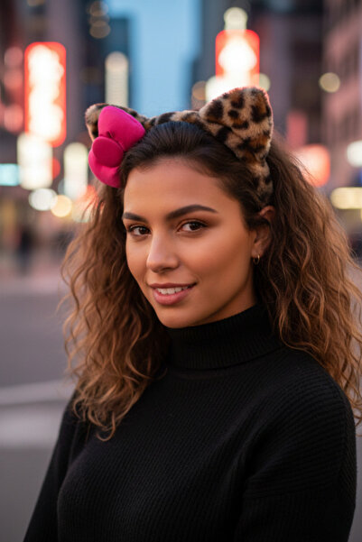 shop Coroană pentru păr cu model leopard și fundă - Accesoriu de păr la modă ...