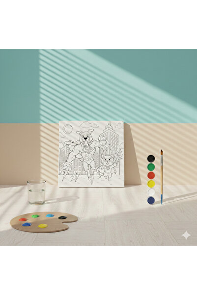 Hobiuniverse Çocuklar İçin Süper Kahraman Kedi ve Köpek Desenli, 20x20 Kare T...