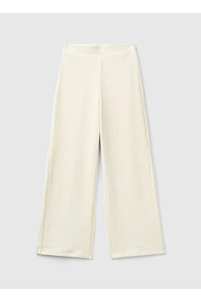 Benetton United Colors of Ekru Kız Çocuk İşlemeli Pantolon 4DZBCF02Q