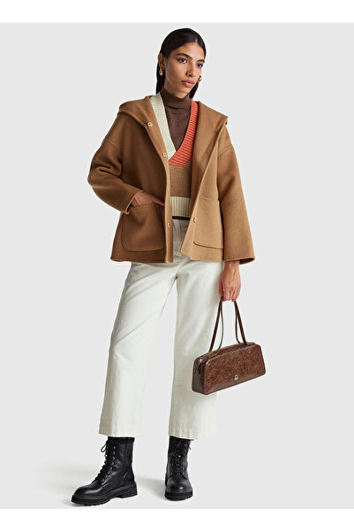 Benetton United Colors of Kahverengi Kadın Normal Kaban 28F7DN08M