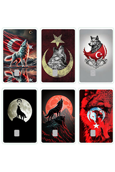 BK Design 6 Adet Kart Kaplama Sticter Etiket Türk Göktürk 60039