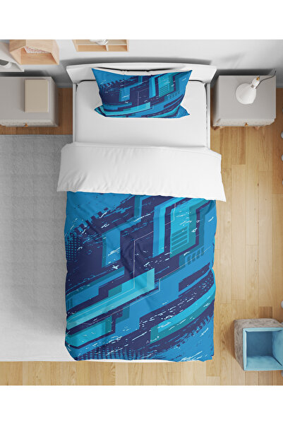 Home Blue Pattern Themed 3D Digital Printed Single Size Sheetless Boys' Duvet...