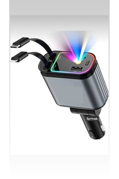 fortrek 66W Araç Çakmaklık Şarj Aleti Rgb Işıklı Tavan Aydınlatmalı Kablolu Hızlı Şarj