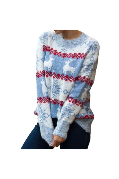 MIXSNOW Christmas Sweater for Women 2025 Crewneck Cable Knit Sweaters Top Long Sleeve with Cute Pattern
