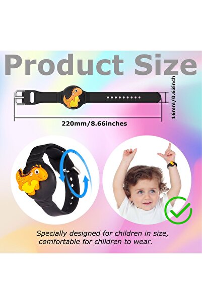 Inoshine Carton Air Tag Bracelet for Kids with 3 pcs charms Silicone Air Tag Holder Air Tag Case for Kids