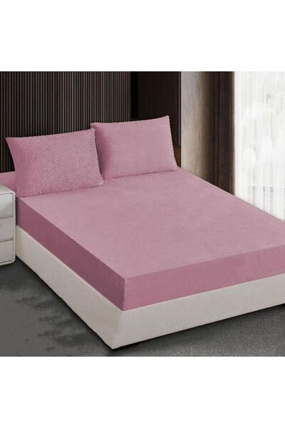 Reiashn 3-piece fitted sheet set, light pink, 100% cotton, single and a half size