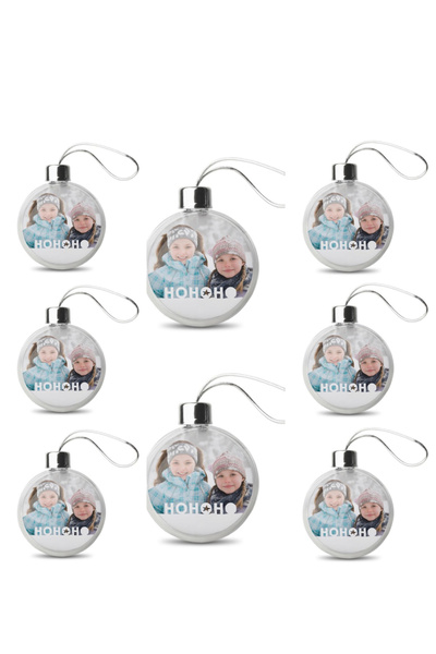 OEM Personalized Christmas bauble with photo, transparent, tree decoration with photo, holiday gift