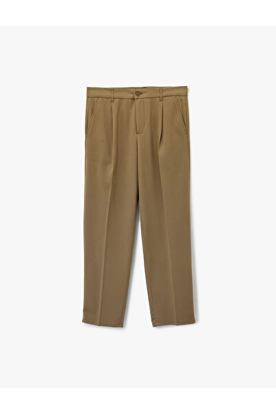 Koton Comfortable Fit Viscose Blend Pocketed Pleated Fabric Pants