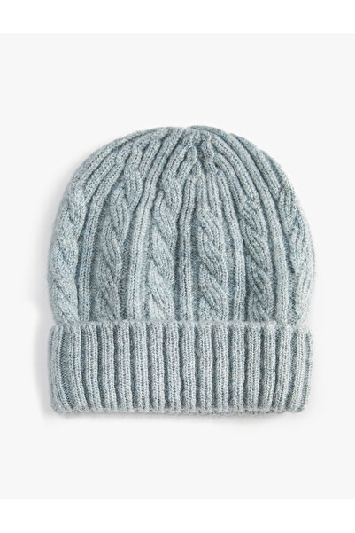 Koton Hair Knitted Beret with Folded Edges