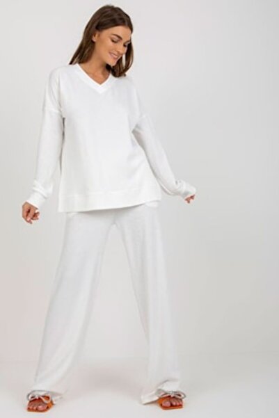 LAKERTA - Set casual tricotat subțire, cu top și pantaloni lungi cu șnur, mărimea S-M