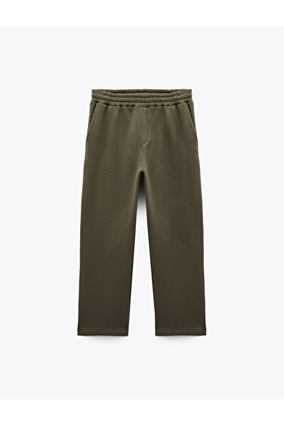 Koton Straight Fit Pocket Detailed Fleece-Lined Elastic Waist Winter Sweatpants