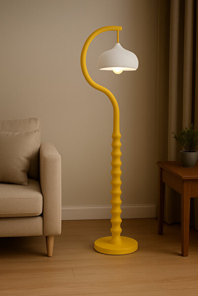 Limon 3D Desing Beton Dokulu Modern Lambader | 40cm Başlık - Minimal Salon Aydınlatma (Ampul Dahildir.)