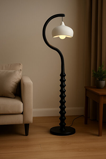 Limon 3D Desing Beton Dokulu Modern Lambader | 40cm Başlık - Minimal Salon Aydınlatma (Ampul Dahildir.)