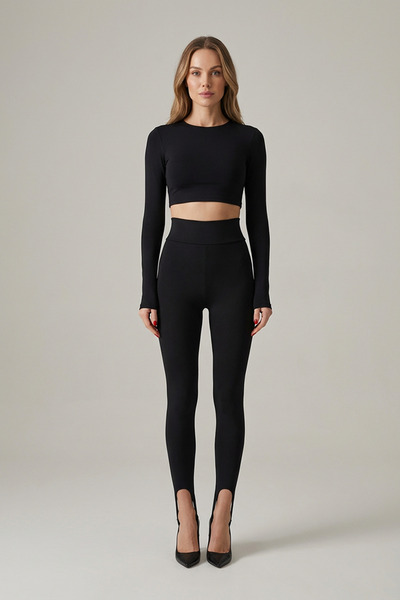 ONLİO GİYİM Yüksek bel, Toparlayıcı, Esnek Füzo Tayt Siyah
