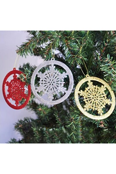 Generic Brand New year's tree ornament in snow shape with glitter 3-piece set