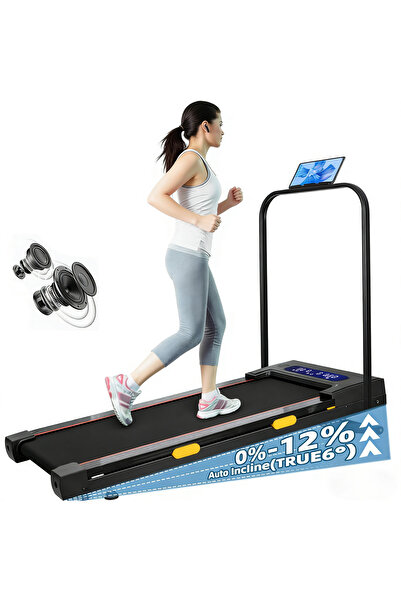 Yagud وسادة مشي مع ميل بنسبة 12% وشاشة LED مزدوجة، جهاز مشي قابل للطي بقوة 3.5 حصان