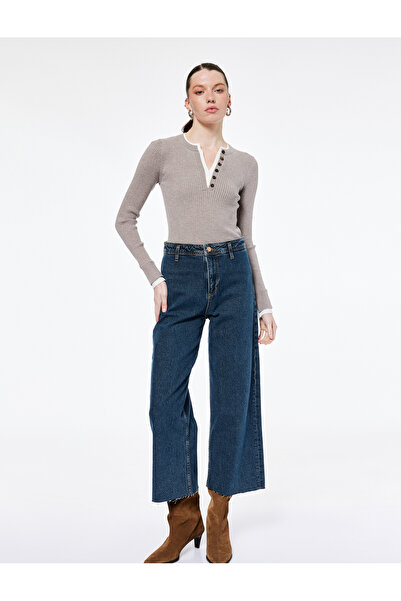 Koton High Waist Comfortable Fit Wide Leg Jeans - Culotte Jeans