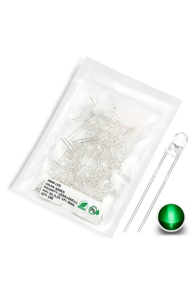 Choice11 100 قطعة من مصابيح LED خضراء، 100 قطعة من مصابيح LED 3 مم، فائقة الس...