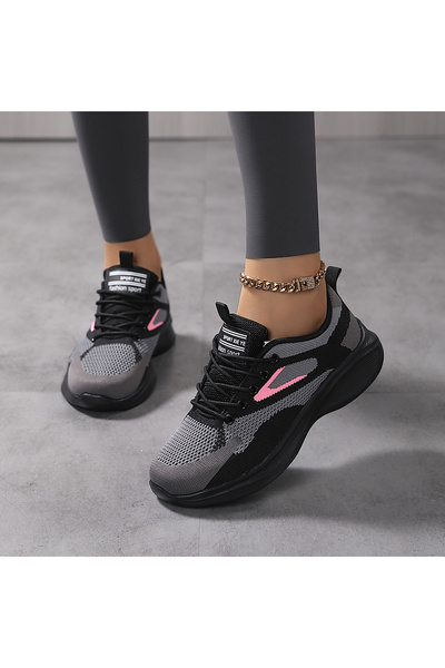 SOSENFER Kadın yürüyüş ayakkabısı, çok renkli kadın bağlı günlük spor ayakkabısı