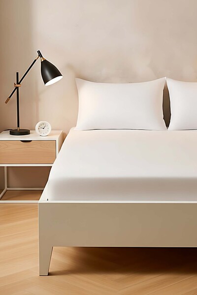 Rivaİstanbul White Cotton Single Fitted Sheet 100X200