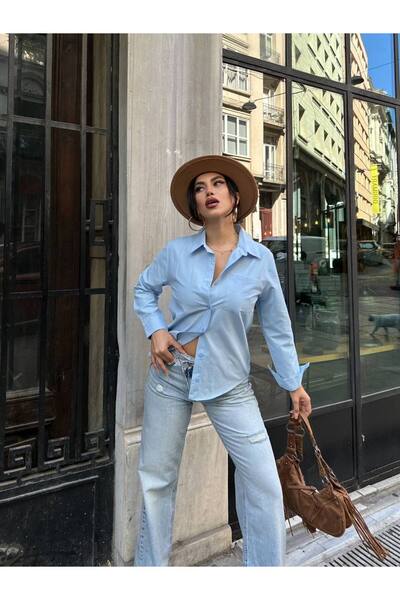 DİMA FASHİON Shirt with a Straight Collar