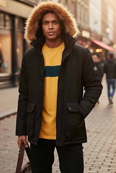 Bad Bear Men's Black Windproof Warm Coat