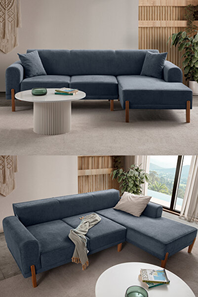 Eymense Mocha Plus Sırt Mekanizmalı Köşe Koltuk Mavi Sağ Köşe