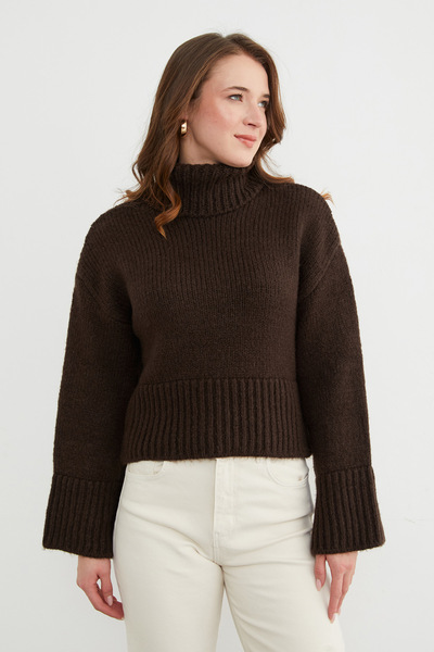 Fulla Moda Basic Turtleneck Oversized Knitwear Sweater