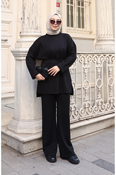 sefamerve Premium Fabric Tunic Trousers Double Suit 2191-03 Black