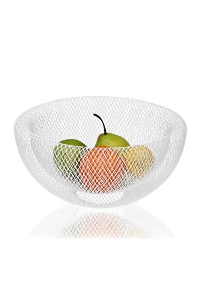 Confortime White Metal Fruit Basket Ø 30 cm - Modern Design