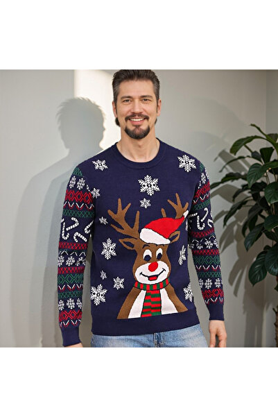 MIXSNOW New men's knitted sweater Christmas casual slim lazy style round neck yarn splicing knitted sweater