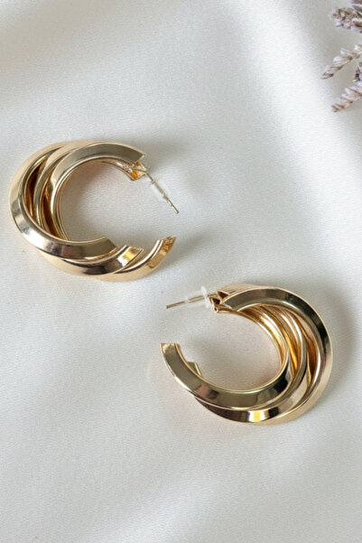 Elika Silver Women's Trio Hoop Earrings / Triple Gold Earrings