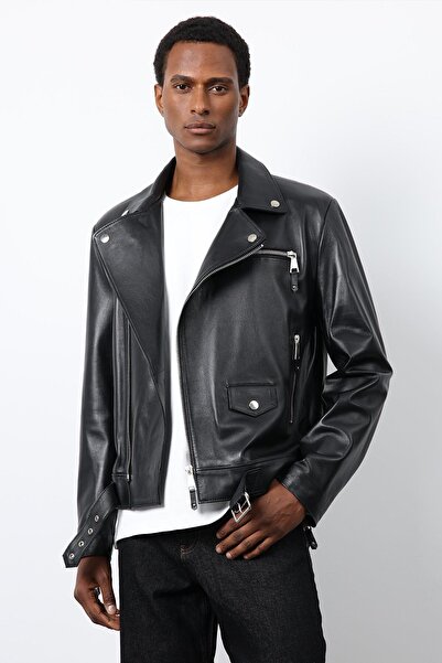 Antioch Black 100% Leather Biker Jacket