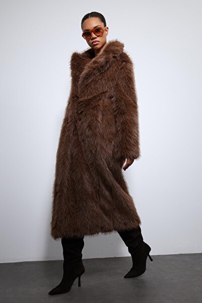 Antioch Brown Faux Fur Long Coat