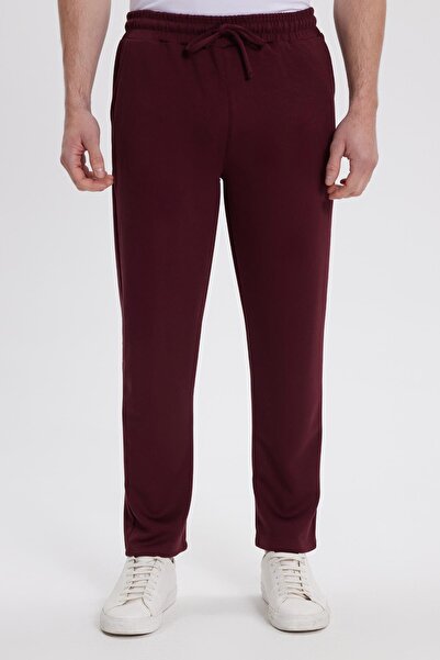 Tudors Men's Slim Fit Slim Fit Waist-Tied 3-Pocket Wide Leg Burgundy Sweatpants