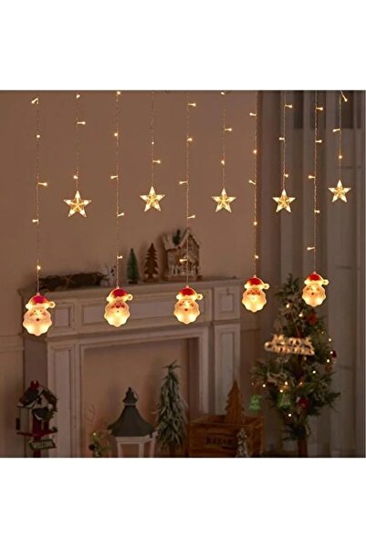buradanaldım 5 Yıldız 5 Noel Baba Figürlü Sarkıt Led Işık 3 Metre Sarkıt Led Işık