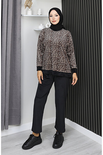 sefamerve imprimeu leopard Costum de trening 95015-01 Maro