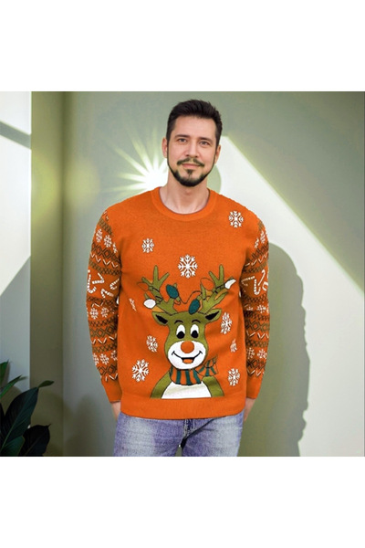 MIXSNOW New men's knitted sweater Christmas casual slim lazy style round neck yarn splicing knitted sweater