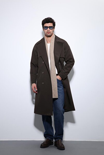 Antioch Acı Kahve Double-Breasted Belted Trench Coat