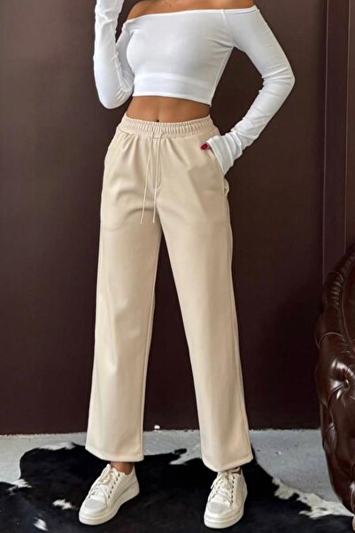 Mine Tan Butik Elastic Waist Double Pocket 3 Color Pipe Leg Leather Trousers - Beige