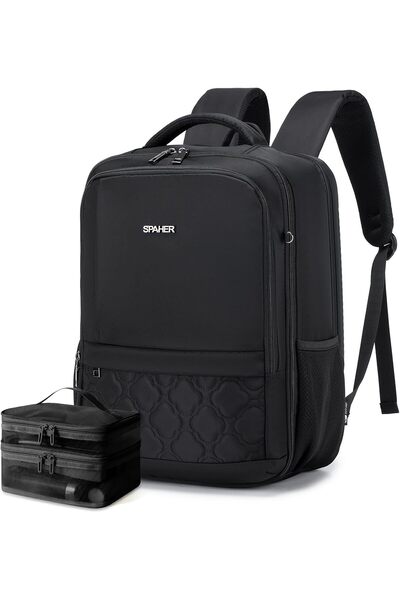 SPAHER حقيبة ظهر للكمبيوتر المحمول مقاس 15.6 بوصة، مقاس 40×30×20 بوصة - أسود