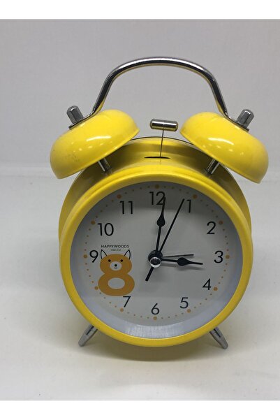 Lebron Retro tarzı masaüstü çalar saat, kadran ışıklı düğmeli metal, 15 cm, sarı